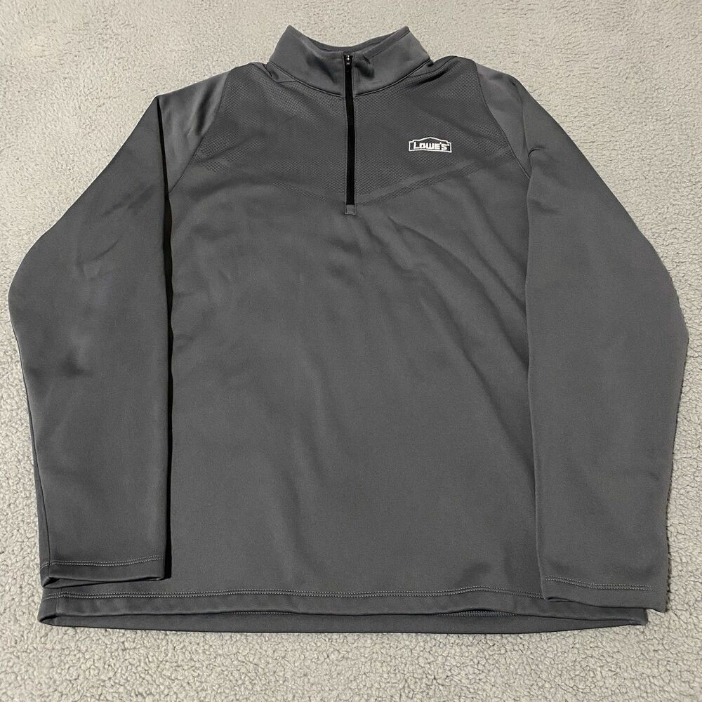 Lowes Nike Sweatshirt Men Large Gray 1/4 Zip Fleece Lined Pullover Logo Employee